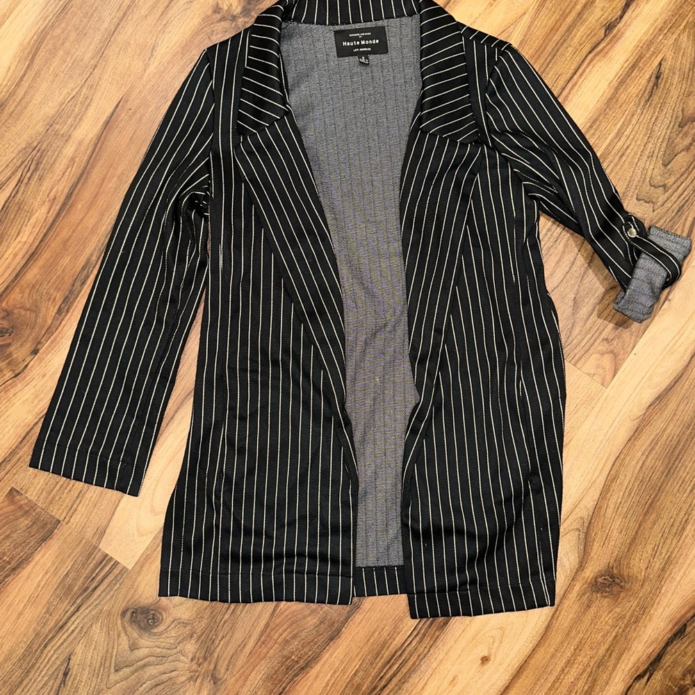 Haute Monde Pinstripe Black Blazer